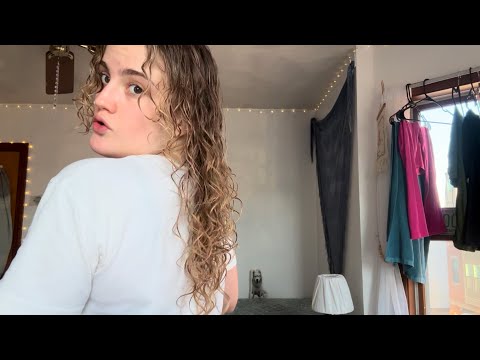 ASMR curly hair wash day routine GRWM satisfying tapping (new products + new semester college prep)