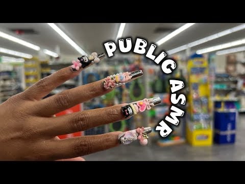 1 HOUR PUBLIC ASMR DOLLAR TREE | Doing Your Makeup, Face Brushing, Camera Tapping & Long Nails 💅🏾🌲