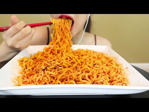 ASMR Nuclear Fire Noodles (2packs) 핵불닭볶음면 Big Bites No Talk | MINEE EATS