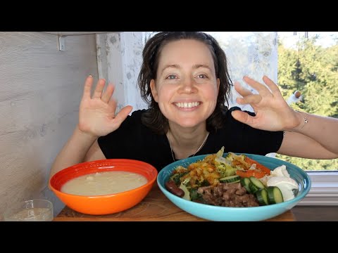 ASMR Whisper Eating Sounds | Steak, Turkish Yoghurt, Veggies & Cauliflower Soup | Mukbang 먹방