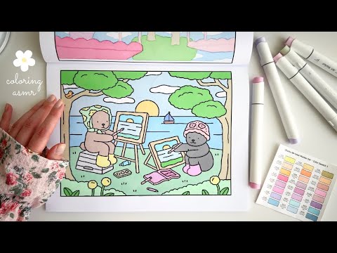 ASMR SUOMI | värityskirja ja höpöttelyä | Bobbie Goods Coloring book, Ohuhu markers asmr
