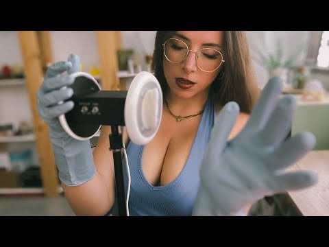 ASMR Latex Gloves sounds and Ear Massage🩵