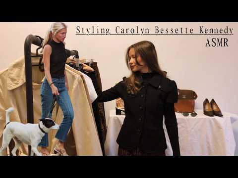 ASMR Styling Carolyn Bessette Kennedy 🤍 90s Minimalism Fashion Icon 🤍 Fabric Sounds and Tapping 🤍
