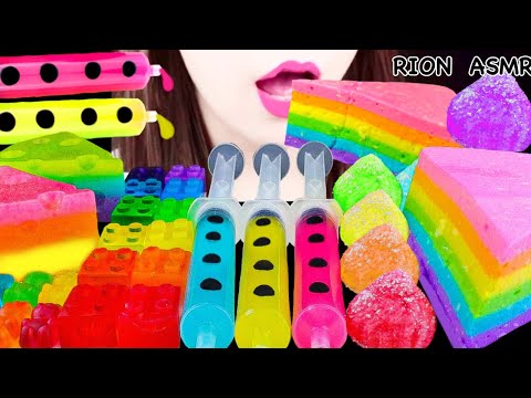 【ASMR】RAINBOW DESSERTS🌈 JELLY SHOOTER,RAINBOW CHEESE CAKE,MARSHMALLOW MUKBANG 먹방 EATING SOUNDS