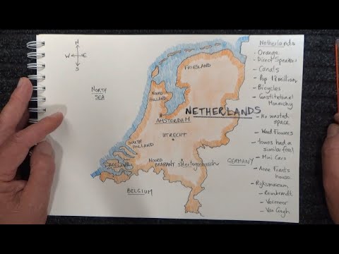 ASMR - Drawing a Map of The Netherlands - Australian Accent - Chewing Gum & Quietly Whisper