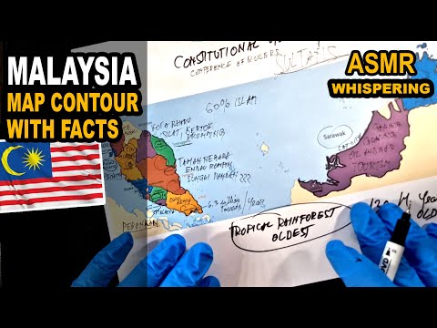 ASMR drawing MALAYSIA map contour and its states with best known facts explained | soft spoken