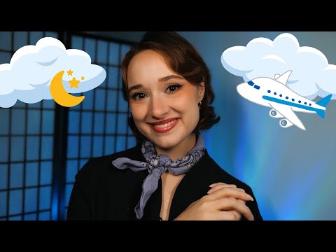 ASMR VIP First Class Flight Attendant Experience | Overnight Flight ☁️🌙