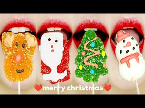 Christmas 🎄🍭Jelly Lollipop EMOJI Mukbang ASMR  Festive Eating Sounds!