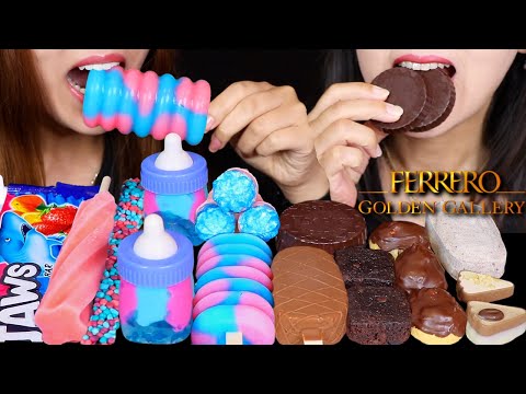 ASMR COTTON CANDY BABY BOTTLE PUDDING, SWIRL ICE CREAM, CHEESECAKE, FERRERO CHOCOLATE CREAM PUFFS 먹방