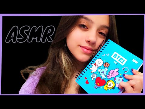 ASMR MOSTRANDO MEUS MATERIAIS ESCOLARES [ TAPPING / SCRAPING / BINAURAL ]  Luiza Aro Top