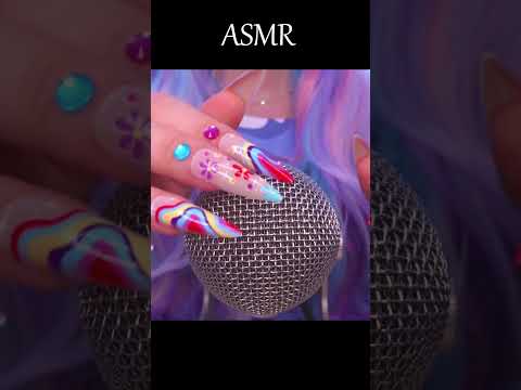 ASMR Long Nails Mic Scratching ✨ Beaded Hands • No Talking #shorts