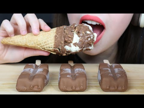 ASMR HAZELNUT ICE CREAM CONE + Chocolate Ice Cream Bars (CRUNCHY Eating Sounds) No Talking