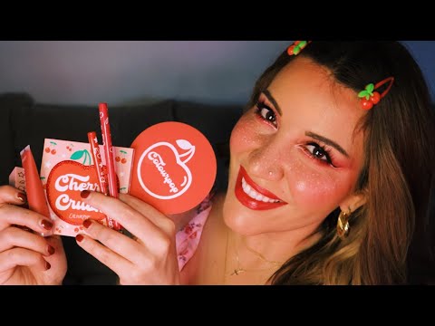 ASMR 🍒 Doing my makeup (Try On Haul, Tapping, Brushing) feat. Colourpop Cherry Crush Collection