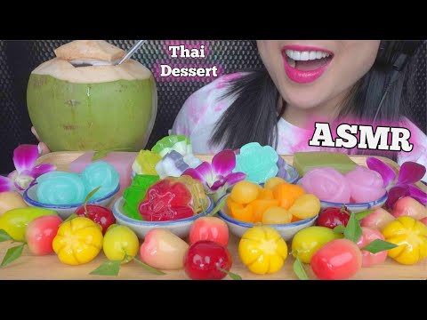ASMR THAI DESSERT *LAYER CAKE + LUKCHUP (SOFT RELAXING EATING SOUNDS) NO TALKING | SAS-ASMR