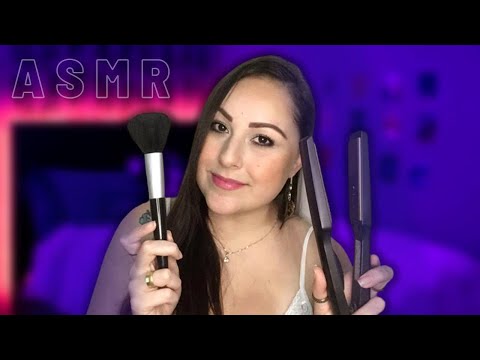 ASMR ROLEPLAY | AMIGA SE ARRUMANDO COM VOCÊ PRA SAIR | Maquiagem e Chapinha no Cabelo!!!