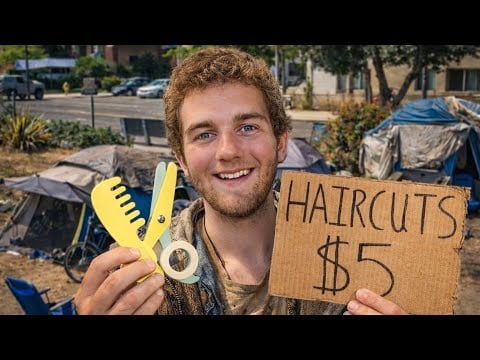 ASMR Homeless guy $2 wooden haircut