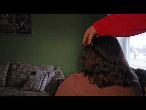 💛 ASMR Wooden Tools Hair Brushing + Hair Parting w/ Scalp and Nape Attention (Soft Spoken Whispers)💛