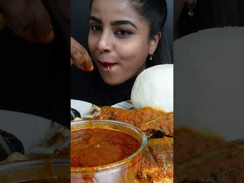 ASMR Eating Spicy Fufu,Chicken Curry,Fish Curry,Soup,Leg Piece,Rice Big Bites ASMR Eating Mukbang