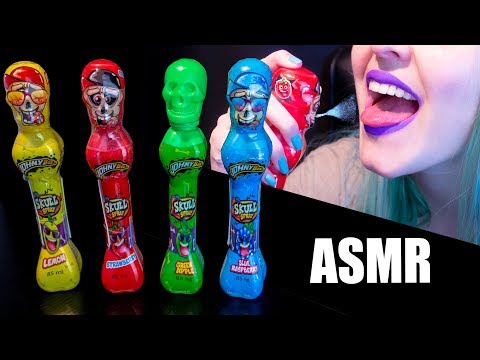 ASMR: LIQUID CANDY SKULL SPRAY 4 FLAVORS | Spray & Drinking & Whisper Sounds 🌈 ~ Relaxing [V]😻