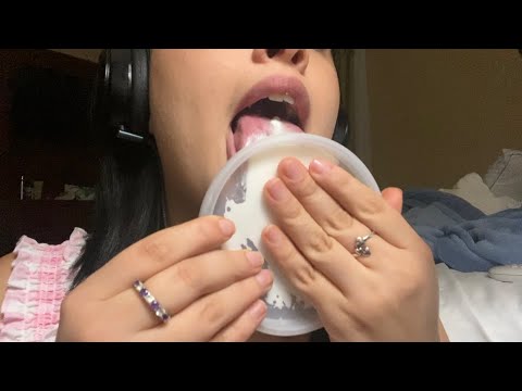 ASMR marshmallow fluff licking