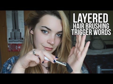 ASMR Layered Trigger Words, Face and Hair Brushing, Tapping [Binaural]