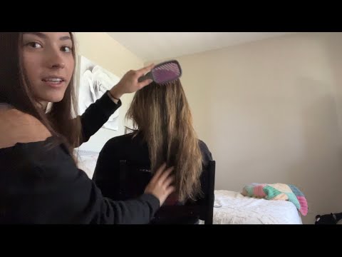 ASMR: brushing & curling hair (soft spoken, unintentional style, lofi asmr)