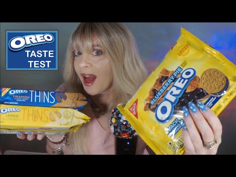 ASMR Oreo Taste Test | Blueberry Pie, Tiramisu, Lemon | Whispered Food Review