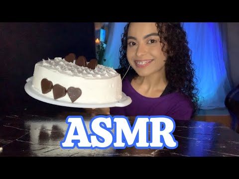 ASMR COMENDO BOLO DE ANIVERSÁRIO DO CANAL 🎂🎈🎉
