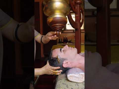 ASMR: Relaxing Rain Therapy & Shirodhara Head Oil Massage #shorts