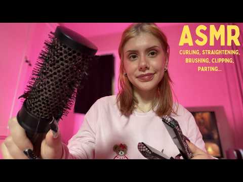 ASMR hair play! clipping, parting, braiding, curling etc. 🎀 (super tingly)