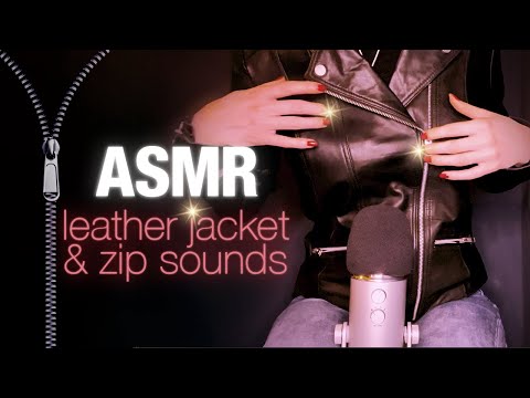 1 HOUR ASMR ⚡️ Ear to Ear Leather Jacket Fabric Scratching & Tapping + Zip Sounds!⚡️No talking!