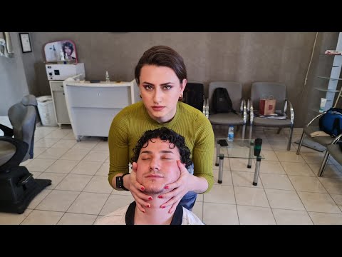 💈POST HAIRCUT ASMR IN A TURKISH BARBERSHOP | LADY BARBER'S FOAMY SCALP & CLEANSING FACE MASSAGE