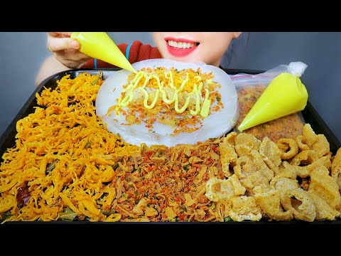 ASMR BÁNH TRÁNG PHƠI SƯƠNG (rice paper with pork crackling and chicken floss) | LINH-ASMR