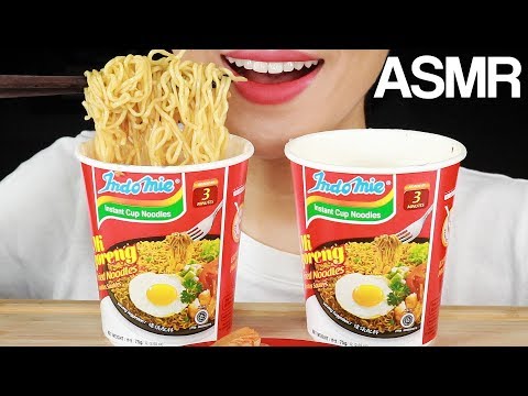 ASMR INDOMIE CUP NOODLES MI GORENG Eating Sounds Mukbang No Talking