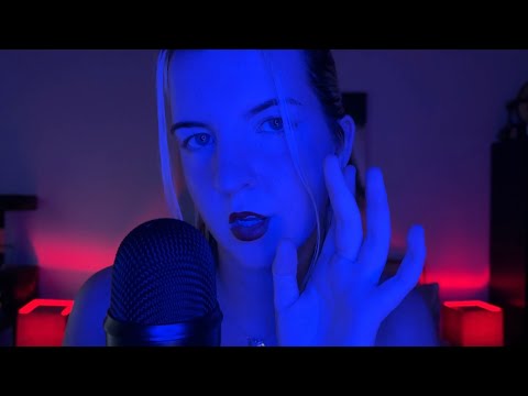 asmr up close mouth sounds *color changing lights* (spit painting and hand movements)