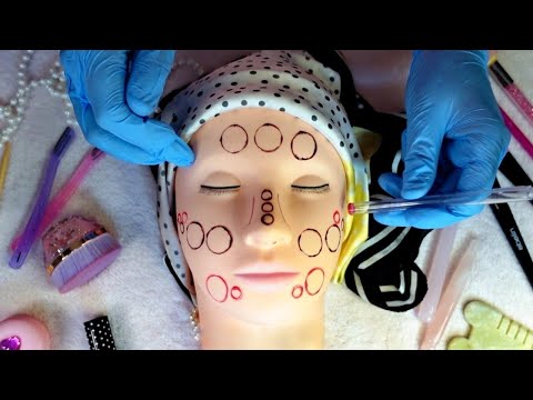 ASMR Relaxing Stamped Face Mask | Face Exam | Dermaplaning (Whispered)