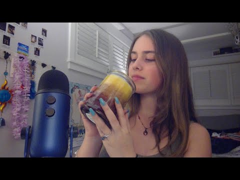 ASMR birthday presents, lighting candle, tapping, tracing, whispering