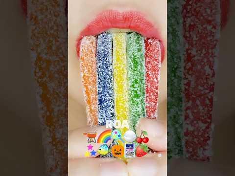 asmr rainbow jelly eating sound 젤리 이모지 먹방 mukbang