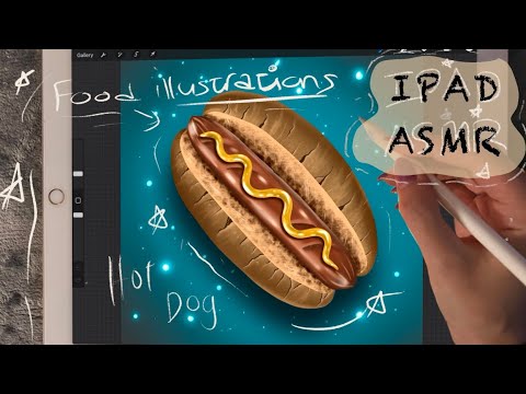 😴 iPad ASMR - Painting a Hot Dog 🌭 [Digital Painting] - Clicky Whispering - Writing Sounds