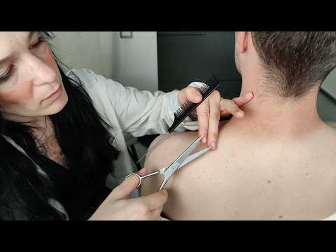 ASMR Shoulder Hairdresser - Combing, Washing & Cutting (Invisible) Shoulder Hair