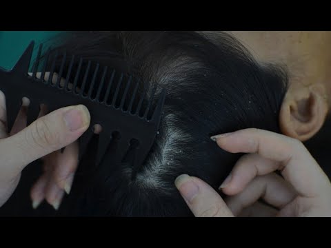 ASMR Hair Parting, Hair Scratch, Hair Brushing On Real Person For Stress, Headache Relief