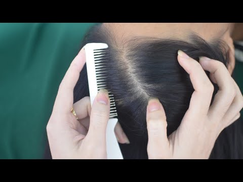 ASMR Hair Parting With Comb - Scalp Scratching Massage, Therapy Sounds For Relieve Stress