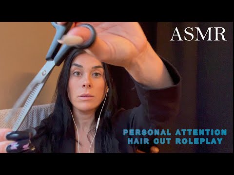 [ASMR] Whispering Personal Attention Hair Cut, Oil Scalp Massage, Hair Style (Rollers)