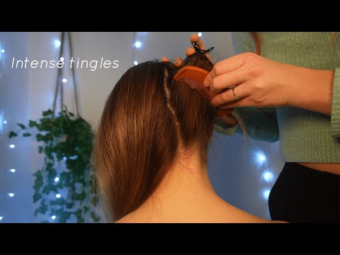 ASMR Hair brushing, Nape and back of the head focus for relaxation + tingles - No talking