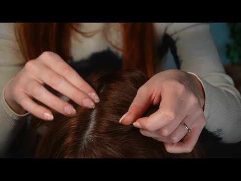 ASMR Scalp Check and Massage with parting and scratching & spoolie | scalp sounds - No Talking