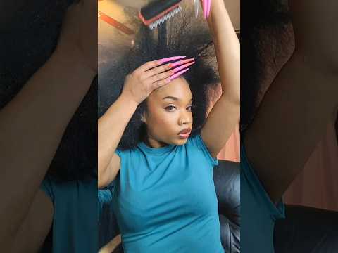 ASMR doing my hair with XXL NAILS😳🫣#shorts #asmr