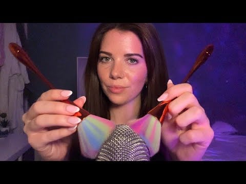 ASMR Mic brushing with different brushes 💕 