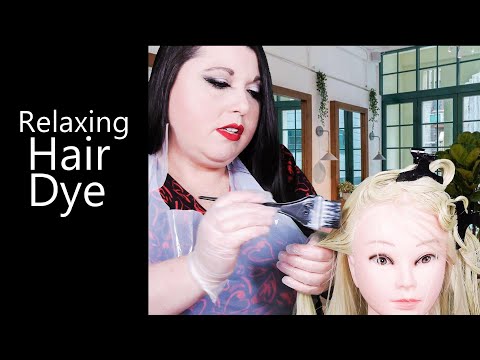 ASMR Relaxing Hair Dye (Gloves, Plastic Apron, Hair Brushing, Wet Sounds) Hair Salon Roleplay