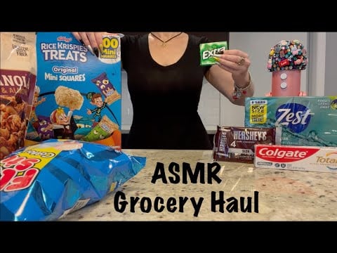 ASMR Gum Chewing Grocery Haul | Walmart, Dollar Tree, Trader Joes Whispered Tapping