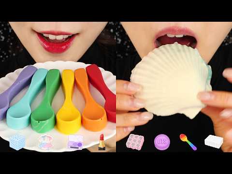 ASMR ICE, EDIBLE COSMETICS, CHEWY CANDY, BTS OREO, CHOCOLATE SPOON MUKBANG ASMR 💜